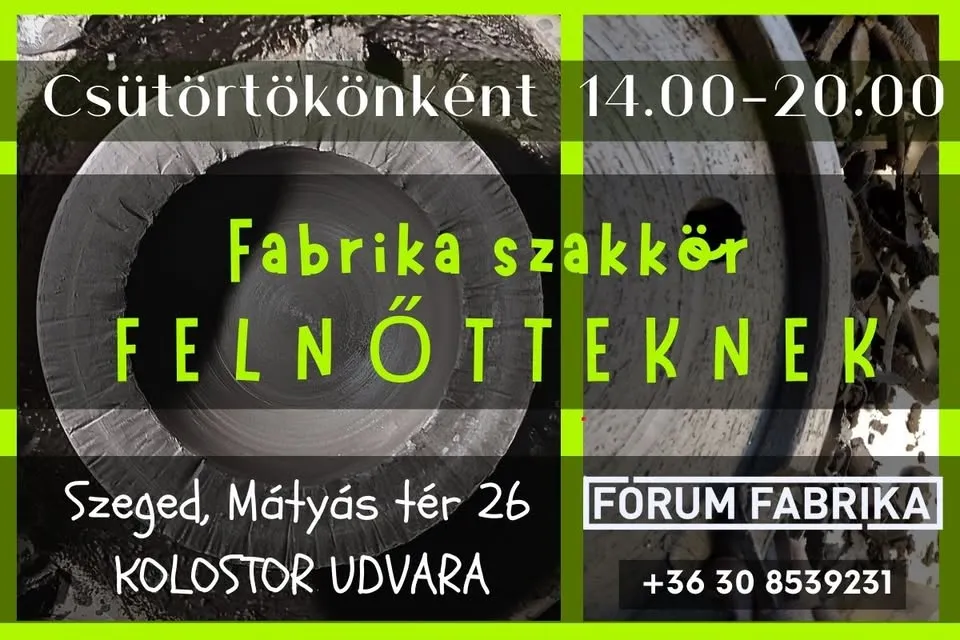 Fabrika szakkör - felnőtteknek szóló hobby kerámiázási lehetőség